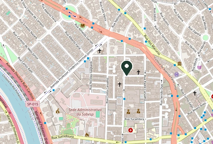 Mapa real de Pinheiros com a localização da Pandan na Rua Ferreira de Araújo, 369